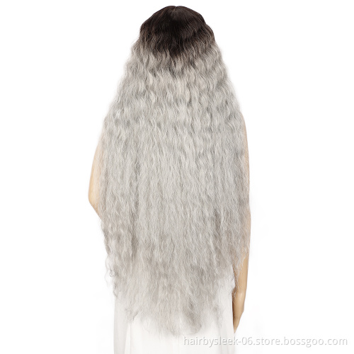 Rebecca bohemian curl dark roots Ombre color heat resistant fiber synthetic lace front wig afro long curly synthetic hair wigs